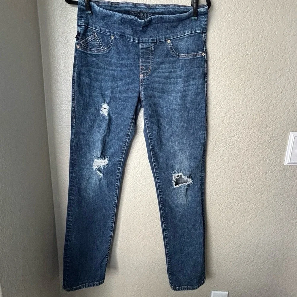 Rock & Republic Pull On Jeans Women 10M Blue Fever Slimming Straight